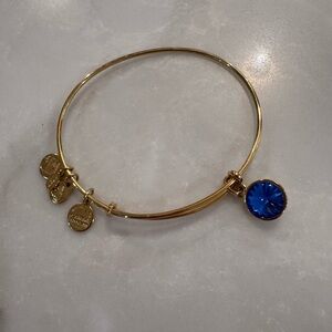 Alex and Ani Gold Bracelet with Blue Charm
